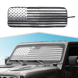 Windshield Sun Shade Compatible with Jeep Wrangler JL JLU & Gladiator JT 2018-2024 Window Sun Shade for Car Accessories US Flag