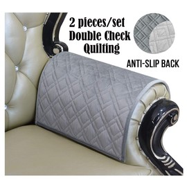 HAOMAIJIA Sofa Armrest Cover, Recliner Chair Arm Cover,Armchair Slipcover Nonslip Quilted Furniture Protector for Leather Sofa Couch (BGray, Sofa Armrest Cover-2 Pieces)