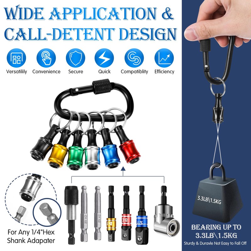 Threlaco 18 Pcs Bit Holder Keychain, 1/4 3/8 1/2 Socket