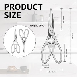 RENCIGA Kitchen Scissors Multi-Purpose Kitchen Shears Micro-serrated Sharp Blade Heavy Duty Stainless Steel Safe Food Scissors for Chicken, Poultry, Fish, Meat & Herbs with Non-Slip Grips