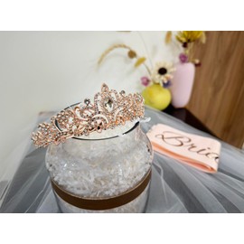 JETKONG JETKONG 3 Pcs Bachelorette Party Decorations Bridal Shower Crown, Bride to Be Sash&Veil for Women Bachelorette Party Gifts, Bachelorette Party Supplies, Gifts, Favors (Rose Gold)