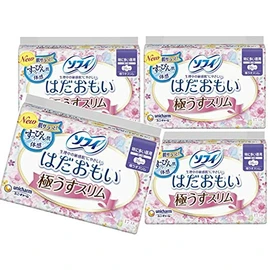 Sofy Hadaomoi Ultra Slim for Especially Heavy Days, 10.2 inches (26 cm), With Wings, 17 Sheets x 4 Piece Set