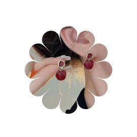 Allereya Vintage Irregular Round Coral Dangle Earrings Irregular Red Coral Earrings Coral Drop Earrings Coral Red Earrings Jewelry for Women and Girls