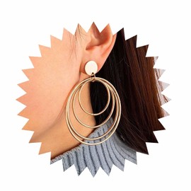 Cimenexe Bohemian Disc Layered Circle Dangle Earrings Large Circle Hoop Drop Earrings Gold Disc Coin Stud Earrings Minimalist Hoop Earrings Jewelry for Women and Girls Gifts