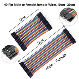 REXQualis 240pcs Dupont Wire Kit, 10cm and 20cm Jumper Cables, 40-Pin M-F/M-M/F-F, Breadboard Jumper Ribbon Cables Kit Compatible with Arduino Projects