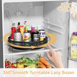 EKNITEY Metal Lazy Susan Turntable - 33cm (13 inch) Cupboard Organiser Rotating Spice Rack for Kitchen Refrigerator Pantry Cabinet