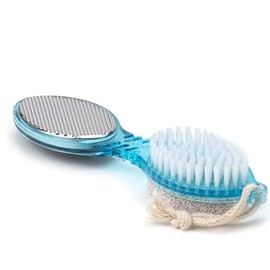 DecorRack 4 in 1 Pedicure Paddle Kit Tool with Pumice Stone for Feet, Foot Hand Toe Nail Cleaning Brush, Metal File and Emery Board, Manicure Pedicure Foot Rasp Callus Corn Remover Pedi Set (1 Pack)