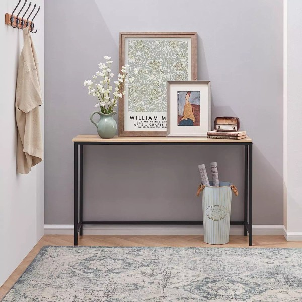 39.4 Inch Console Narrow Sofa Table with Metal Frame for
