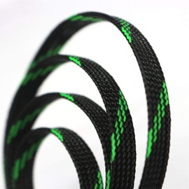 WYEUTO 32ft 1/3 inch PET Expandable Braided Sleeving Cable Sleeve (1/3"=8mm Black Green)