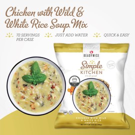 READYWISE - Simple Kitchen, Chicken with Wild & White Rice Soup, 18 Servings Per Pack, MRE, Gluten Free, Hiking, Camping Essentials, Food, Soup Mix, for Events, Restaurants, Emergency Food Supply, Meal Prep, or Daily Use, Pack of 4