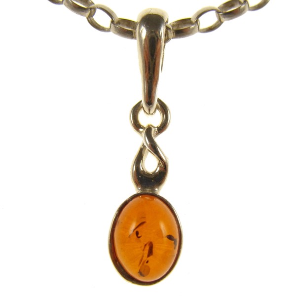 Baltic amber and sterling silver 925 cognac pendant (no chain)