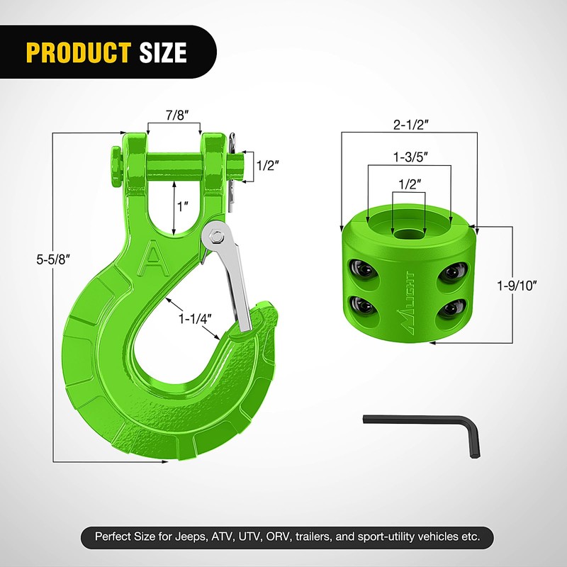 Nilight Forged Steel Winch Hook 3/8" Grade 70 Safety Latch