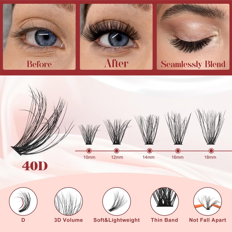 Higu clace Cluster Lashes Kit D Cul, 3D Individual Eyelashes