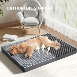 WESTERN HOME WH Large Dog Bed for Extra Large, Big, Jumbo, Huge Dogs, Orthopedic Pet Bed Waterproof Mattress with Removable Washable Cover, Thick Egg Crate Foam Dog Bed with Non-Slip Bottom