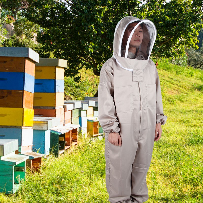 Hooded Beekeeper Suit One Piece Beekeeping Protective Clothes Anti Bee