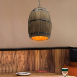 DDBESSIC Antique Wine Barrel Pendant Light Wood Bar Cafe Lights Pool Table Lights Rustic Hanging Lamp Creative Design Light Fixtures for Home Cafe Bar Kitchen Island