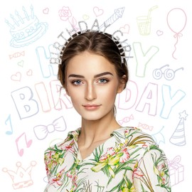 scicent Hair Band Girls Crystal Headband Bling Crystal Headband Sequin Alphabet Headband for Women Birthday Hair Accessories - 33710