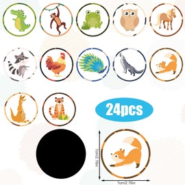 Pack of 24 Magic Stickers for Potty Training Seats, Reusable Stickers for Potty Training, Toilet Target Stickers, Pee Stickers for Boys and Children (Animal World)