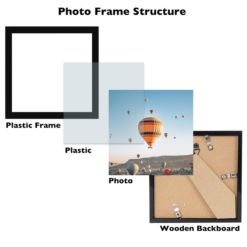 5x5 Picture Frame Set of 6 Black for Wall Hanging
