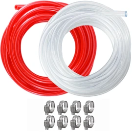 Hilangsan Kegerator Beer Line Tubing 15ft 3/16 Beer Line + 15ft CO2 Gas Line, Keg Line CO2 Hose for Home Brew, Kegerator Lines CO2 Tubing with Hose Clamps