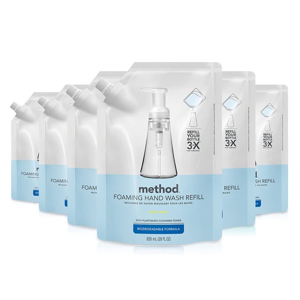 Method Foaming Hand Soap Refill, Sweet Water, 28 Fl oz, 6 pack, Packaging May Vary
