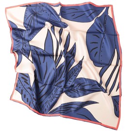 Prettystern 100% Silk Neckerchief Women Men Paisley Silk Scarf Summer Spring Silk Neckerchief, 36. White Blue