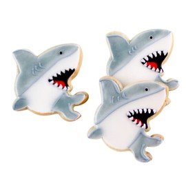 1 Dz. Hammerhead and Great White Shark Cookies! Ocean Themed Birthday Party Favors or Event Gift!