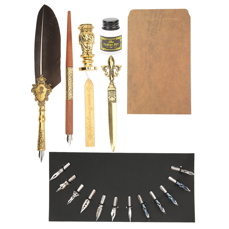 Feather Pen Set Retro British Creativity Writing Suit for Business