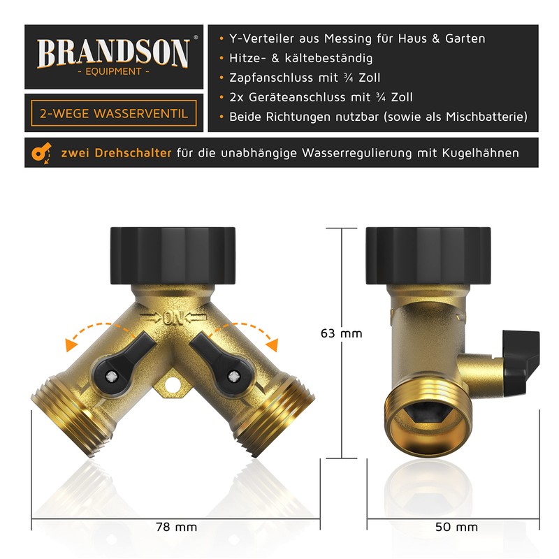 Brandson - Brass water distributor - 2-way distributor for simultaneous