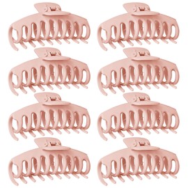 TOCESS Hair Claw Clips for Women - 8PK Large Neutral Matte Jumbo Hair Clips for Thick, Thin, Long, Short, Curly Hair Girls, Big Jaw Clip Set for Daily Use(Rosewater Pink)