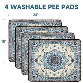 Washable Pee Pads for Dogs, 4 Super Absorbent Reusable Puppy Training Pads 18"×24" Quick Dry,Waterproof& Non-Slip Whelping Pads for Playpen,Whelping,Training,Travel,Housebreaking (18"x24"(Pack of 4))