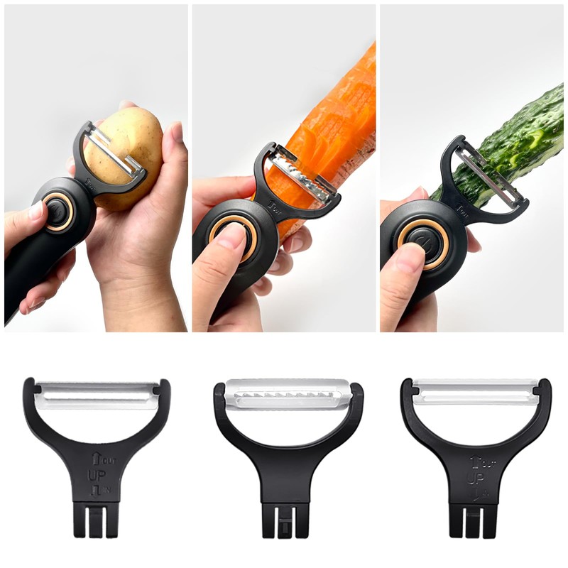 SUNHAIXIA Electric Peeler, 3 Stainless Steel Blades, Fruit & Potato