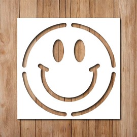 Generic Smiley Face Stencil - Inspirational Street Art Graffiti Stencils for Painting on Wood, Glass, Wall, Rock, Walls, Glassware, Canvas - Inspirational Street Art Graffiti Stencil (8x8), white