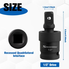 SPEEDWOX 1/2" Drive Universal Impact Swivel Joint Swivel Socket Adapter Cr-Mo Steel 1/2" Impact Socket Rounded Corner Design 360 Degree Rotating for Impact Wrench, Pneumatic Tool, Automotive Repair