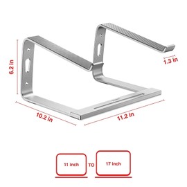 Staples TECH Adjustable Aluminum Laptop Stand ST62653 – 11"–17" Compatibility, Ergonomic Eye-Level Design, Ventilated Cooling, Anti-Slip Base (Silver)