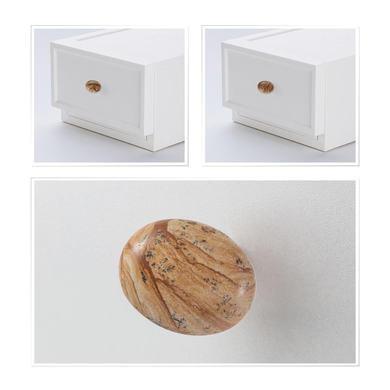 mookaitedecor Set of 4 40mm Picture Jasper Stone Drawer Knobs