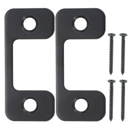 PATIKIL 1" x 2.24" Deadbolt Strike Plate, 2 Set Adjustable Door Strike Plate with Screws Stainless Steel for Electronic Locks Home and Rental Security Strike Plate, Black