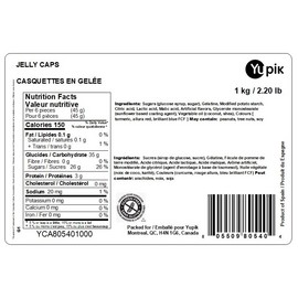 Yupik Gummy Jelly Caps, 1 kg, Gluten-Free, Sugary Coating, Fruity Flavor, Cap-Shaped, Chewy Gummies, Fun Treat, Sweet Candy, Delicious Snack, Ideal for Gifting & Holidays