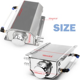 YIUIY Universal Coolant Overflow Tank 2l Aluminum Coolant Radiator Overflow Reservoir Expansion Tank Silver