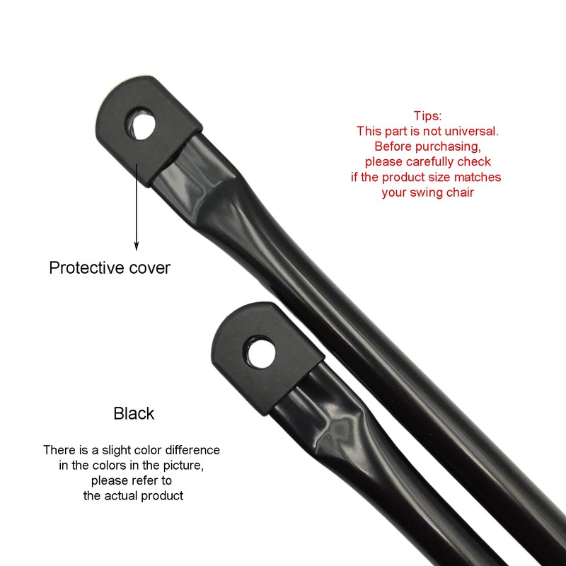 Timyrimy 31.5"/80cm Garden Swing Replacement Rods, Black Metal Round Rods