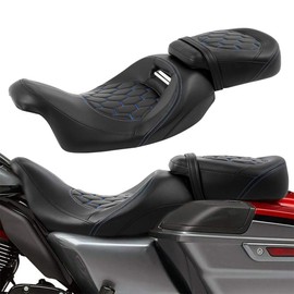 Low-Profile Rider and Passenger Seat Two Up Seat Fit For Harley 2009-2023 Road King Road Glide Street Glide Electra Glide Ultra Classic