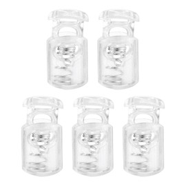 sourcing map 5pcs Plastic Cord Locks Single Hole Spring Toggle Stopper Fasteners Elastic Cord Adjuster Slider for Drawstrings Paracord Shoelaces Clothing Luggage Backpack Camping, Clear