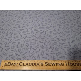 Quilting Treasures Purr-fect Balance BTY Phyllis Dobbs Quilting Treasures Yoga Tonal Gray Words