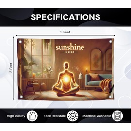 3x5 Feet Natural Moods Polyester Flags with 4 Brass Grommets - Banner with Sunshine Inside for Wall Decoration - Meditation Single Sided Flag for Indoor or Outdoor - Calmness Banner for Bedroom