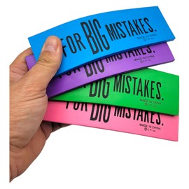 Zugar Land Huge 6.75" [for Big Mistakes.] Colorful Rubber Pencil Erasers. Rectangular Shape. (4 Pack (4 Colors))