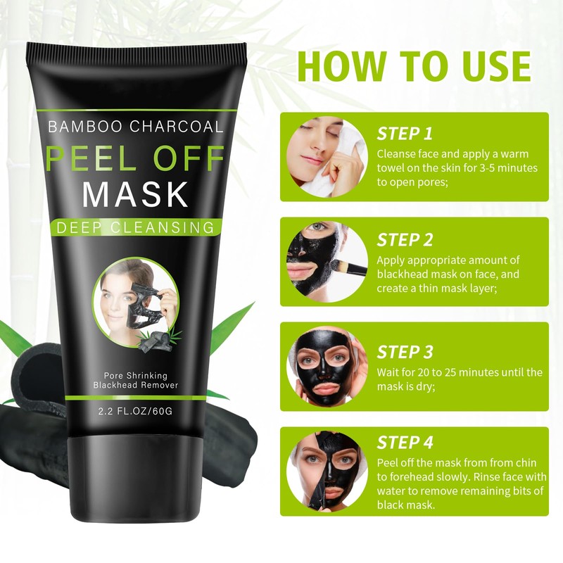 Blackhead Remover Mask for Men & Women, Bamboo Charcoal Peel
