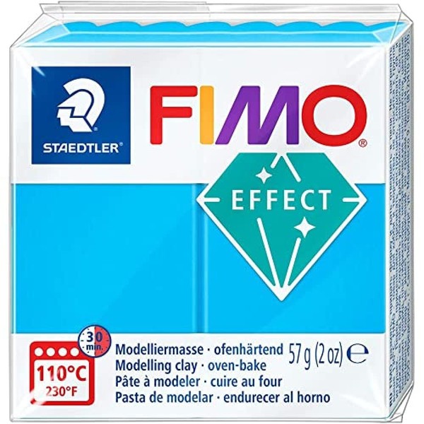 Staedtler FIMO Effects Polymer Clay - -Oven Bake Clay for Jewelry, Sculpting, Translucent Blue 8020-374