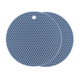Plentur Silicone Trivets for Hot Dishes - Heat Resistant Mats for Countertops, Multipurpose Non-Slip Hot Pads for Kitchen Potholders, Jar Opener, Spoon Holder (Light Blue 7 inch Round 2 Pack)