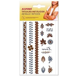 Temporary Tattoos in Alpine Metallic Colours | Removable Body Stickers for Children and Adults | Removable Metallic Colour Tattoos: Gold and Silver