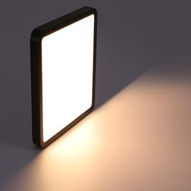 ZMH Ceiling Light LED Ceiling Light Bathroom Bedroom Lamp Flat Bathroom Lamp Black 23 cm Bedroom Ceiling Lighting 23 W Kitchen Lamp 3000 K Hallway Lamp Square Bathroom Lamp IP44 for Kitchen Hallway
